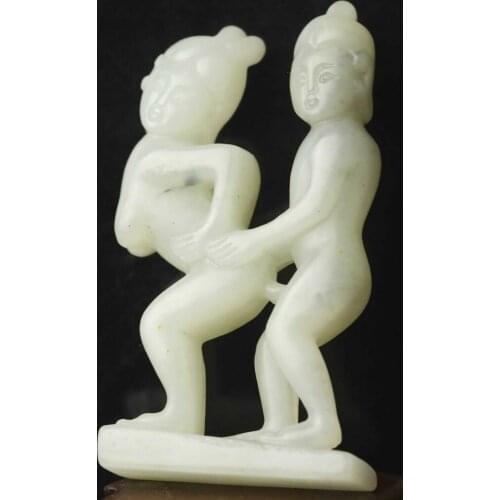 Chinese old natural jade hand-carved statue pendant 3.4 inch