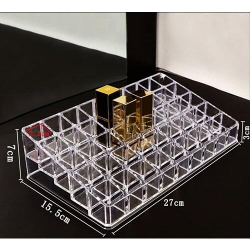 Acrylic 45 Spaces Slash Desktop Lipstick Storage Box Transparent Cosmetics Makeup Organizer Holder Box Gift for Women B88