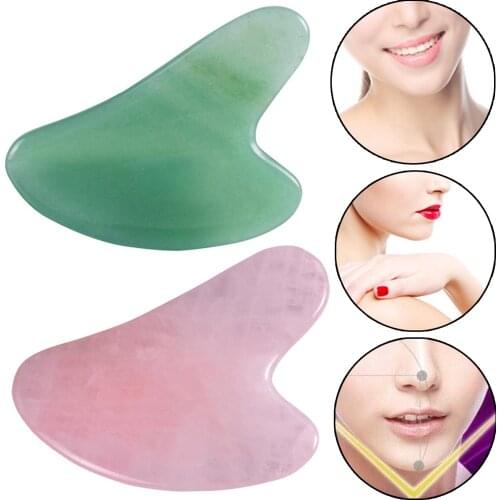 Natural Jade Gua Sha Stone Board Massage Rose Quartz Plate Face Massager Scrapers Tools For Face Neck Back Body