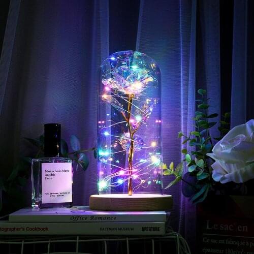 Fashion New Enchanted Forever Rose Flower In Glass LED Light Valentines Day Xmas Enchanted Forever Rose Flower Decoration