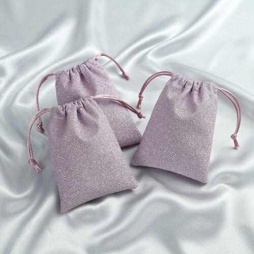 Glitter Sequins Jewelry Packing Bag Blue Pink Purple Gold Orange Small Pouches for Wedding Rings Earring Packing Bag Custom Logo