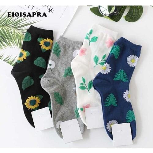 Cute Jacquard/Plants Flowers Pattern Printing Art Socks Women Dandelion/Sunflower Socks Fashion Soft Calcetines Sokken