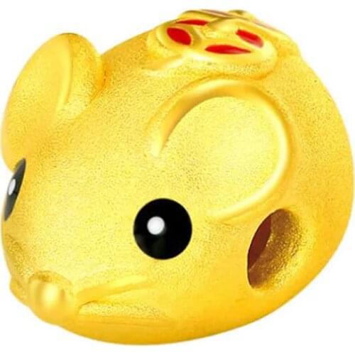 New Arrival 24K Yellow Gold Bracelet 3D 999 Gold Coin Mouse Bracelet