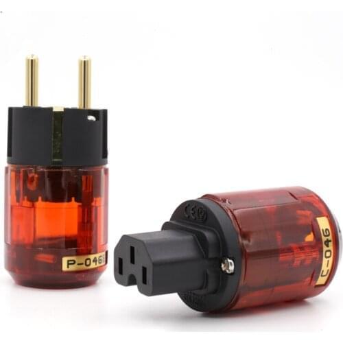 HI-NED P-046E+IEC C-046 Power Connectors Plug, Gold Plated SCHUKO Power Plug