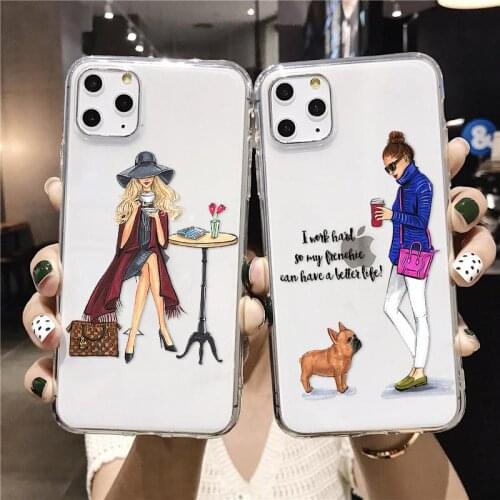 Princess Female Girl Boss Coffee Design TPU Phone Case For IPhone 12 11 Pro XS Max XR 6s 7 Plus Se2020 Clear Silicone Cover