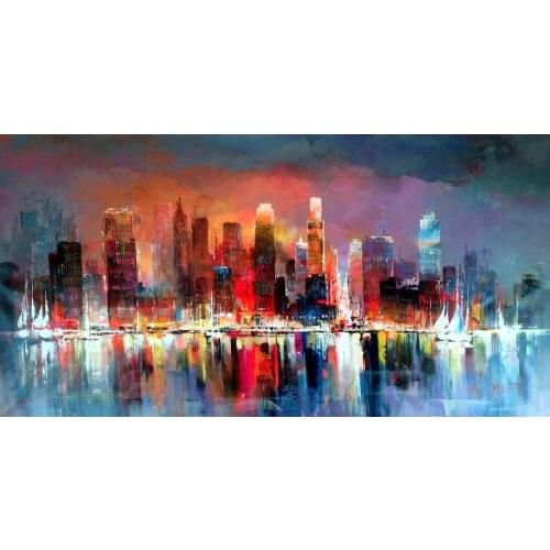 Contemporary art Abstract paintings Landscape City scapes Skyline Willem Haenraets oil canvas for living room hand painted