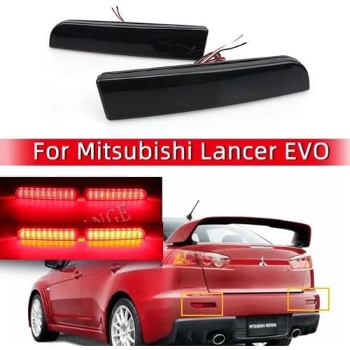 LED Bumper Reflector Smoked Lens Tail Brake Light For Mitsubishi Lancer EVO 2008-2017 Evolution X CZ4A Outlander Sport RVR ASX