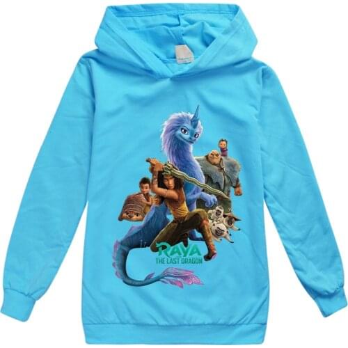 2021 Girls Raya and The Last Dragon Sweatshirt Boys Hoodies Long Sleeve Coats Children Outfits Kids Clothes Christmas Costume