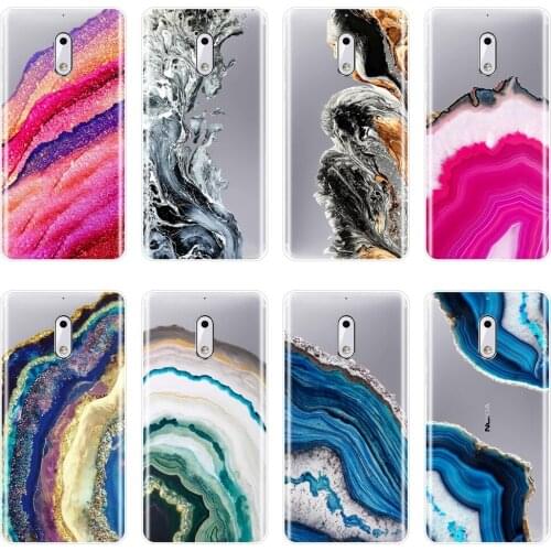 TPU Marble Stone Red Blue Luxury Aesthetic Soft Silicone Phone Case For Nokia 7 Plus X6 Back Cover For Nokia 8 6 5 3 2 1 Case