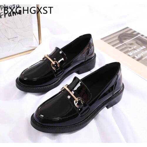 Fashion Harajuku women shoes casual italian brand women loafers slip on 2020 Patent leather shoes women black shoes for women
