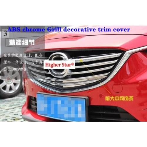 Higher star ABS chrome car front grill frame cover, grill decorative trim cover for Mazda6 Atenza 2014-2016