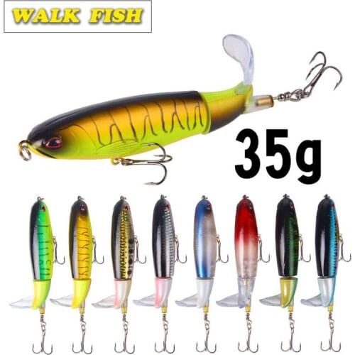 Walk Fish 1PCS 14cm 35g Popper Topwater Fishing Lure Bait Artificial Hard Popper Soft Rotation Fishing Hooks 8 colors