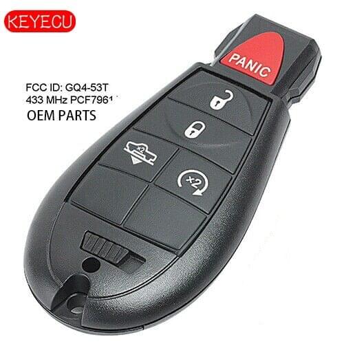 Keyecu Replacement OEM Remote Key 433MHz PCF7961A Fob for RAM 1500 Vehicles That Use 5 Button Fobik PN: GQ4-53T