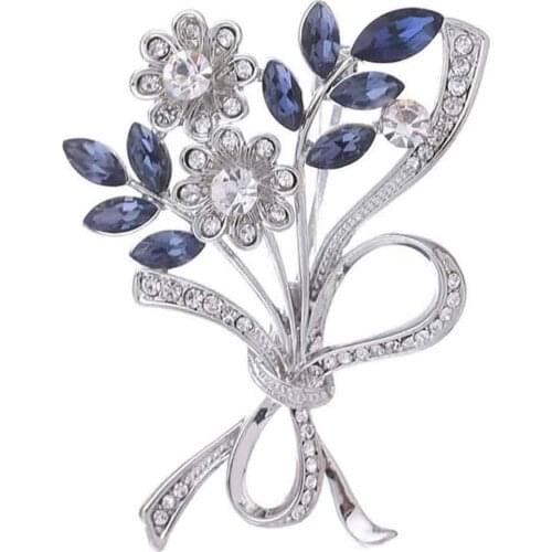 Fashion High Quality Jewelry Elegant Women Rhinestone Inlaid Flower Bouquet Brooch Pin Cardigan Shawl Badge Accessory 2020
