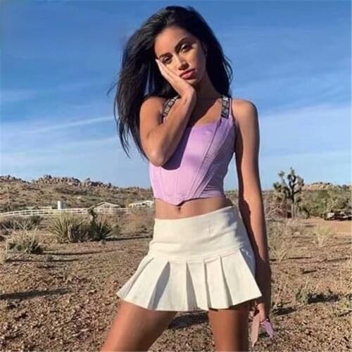 Womens Streetwear Fashion Casual Clothing Women Sweet High Waist White Pleated Skirts Hot Super Sexy Mini Short Tennis Skirts