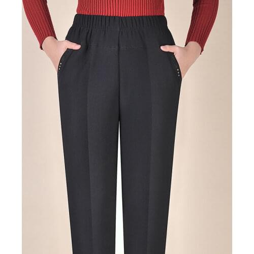 2021 Women Autumn Winter New Thick Warm Cotton Pants Female Middle-aged Loose Pants Ladies High Waist Straight Trousers E484
