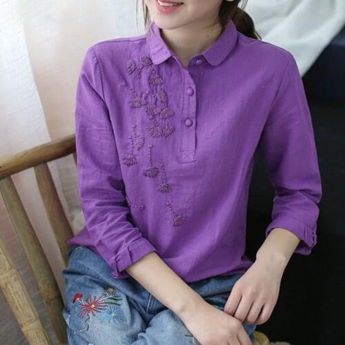 Women Polo Shirts 100% Cotton Long Sleeve Shirt Women Embroidery Plus Size Tee Shirt For Ladies 2020 Autumn Tops Casual