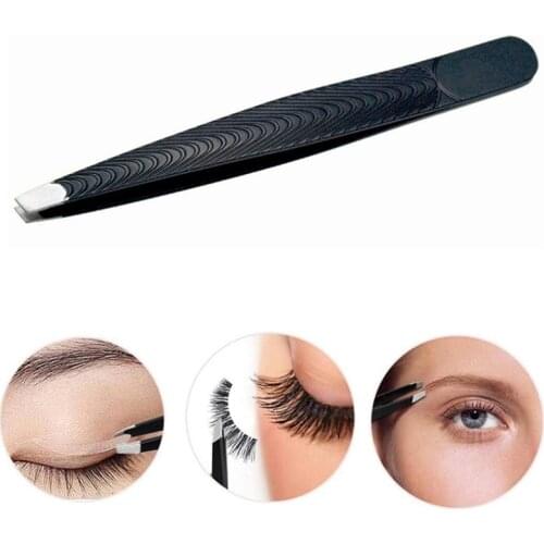 1pcs Eyebrow Hair Tweezers Professional Eyebrow Hair Removal Tweezer Flat Tip Tool Stainless Steel Convenient Small No Rust