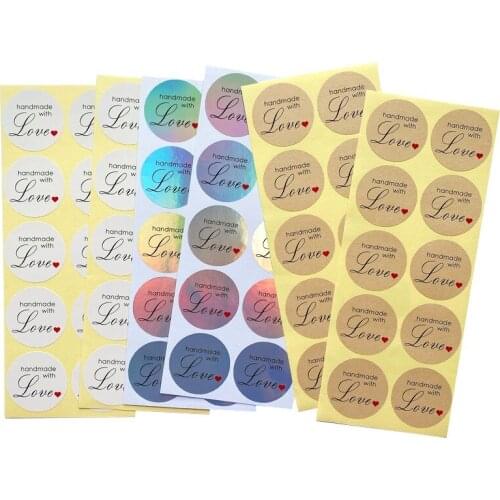 100pcs Sealing Sticker Handmade With Love Decorative Food Packaging Baking Cake DIY Round 3.5cm Scrapbook Label
