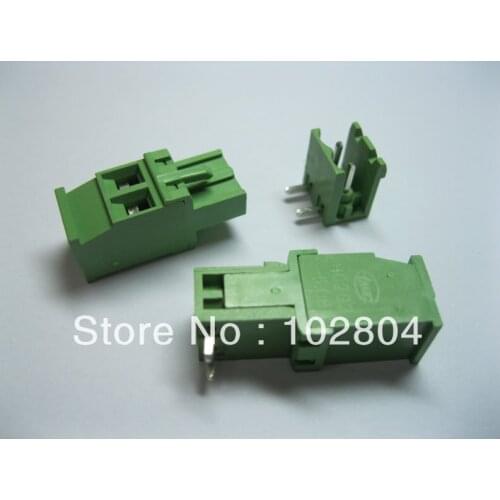 100 Pcs Pitch 5.08A 5.08mm 2way/pin Angle-pin Screw Terminal Block Connector Pluggable Type 2EDCD-5.08A-2EDCR Green HOT Sale