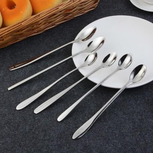 2Pcs stainless steel household round spoon thickened ice coffee mixing spoon honey pointed head Spoon