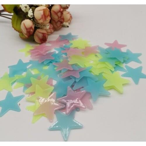 3cm luminous star sticker Luminous wall paste luminous star paste fluorescent paste blue yellow powder three colors
