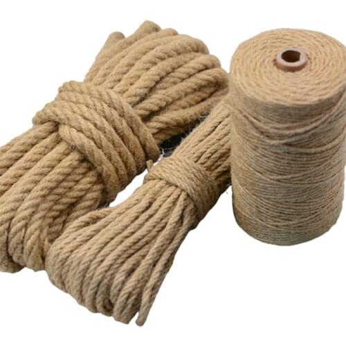 4/6/8/10mm Natural Jute Rope Twine Rope Hemp Twisted Cord Macrame String DIY Craft Handmade Decoration Cat Scratcher Rope