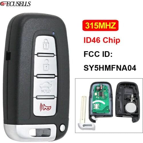 4 Button Smart Remote Key 315MHz ID46 Chip for Hyundai for Kia Rio Optima Elantra Genesis Veloster Equus Soul FCC ID: SY5HMFNA04