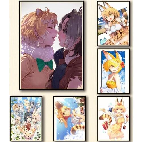 50 Designs Kemono Friends Whitepaper Poster Game Artwork Fancy Wall Sticker for Coffee House Bar Volume 1