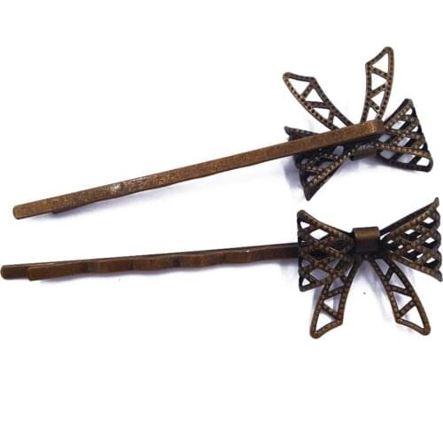 Antique Bronze 120piece Hair Pins with 20mm Bows Blank Hairpins Jewelry Findings Hair accessories HPF26