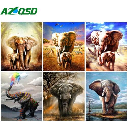 AZQSD Diamond Painting 5d Elephant Cross Stitch Diamond Embroidery Animal Needlework Gift Home Decor Picture Of Rhinestones