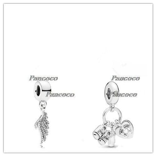 925 Sterling Silver Charm My Little Baby With Bottle Booties & Heart Bead Fit Pandora Bracelet & Necklace Diy Jewelry