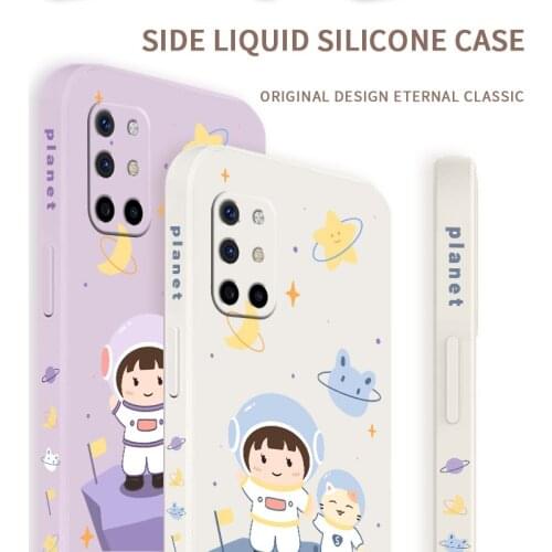 Side Print Planet Moon Phone Case For Oneplus 8t 9 9pro 9r pro Liquid Silicone Cover
