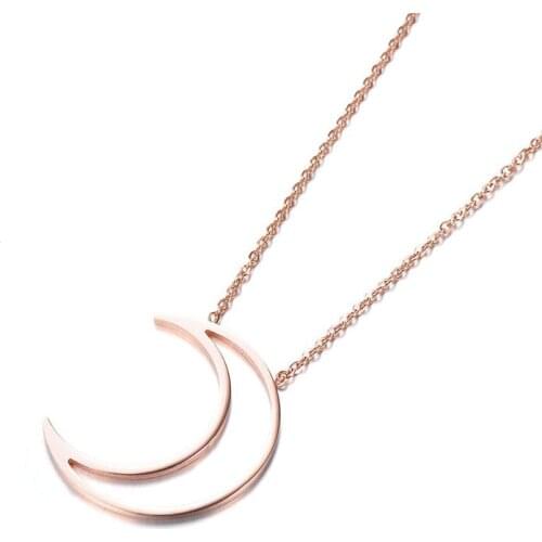 Classic Hollow Moon Pendant Necklaces Jewelry Titanium Steel Chokers Necklace For Valentines Day Colare N17056
