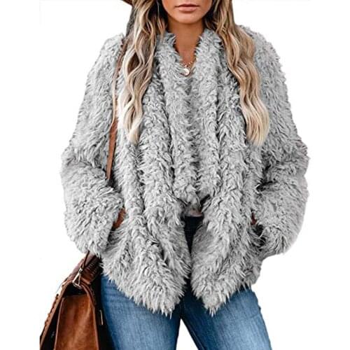 Cardigan Gray 5 Color Thick Loose Casual Wool Coat Women Long Sleeve High Street Office Lady Elegant Winter Coat Women Outerwear