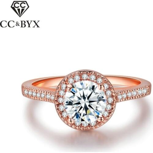 CC Rings For Women Classic Engagement Jewelry Cubic Zirconia Ladies Ring Round Stone Bridal Wedding Bijoux Drop Shipping CC1558