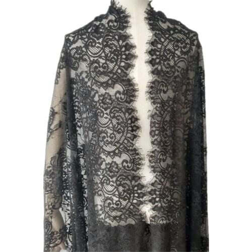 150CM Wide black soft embroidery hollow eyelashes lace skirt hem accessories fabric 3meter price