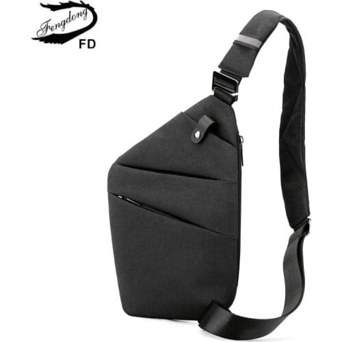 Fengdong small crossbody bags for men waterproof chest bag male lightweight messenger bag mini travel bag with reflective strip