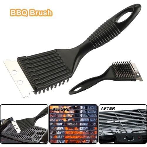 Stainless steel Wire Barbecue Cleaning Brush Oven Grill Heavy Duty Steel Scraper Brushes Household Kitchen BBQ Brushing Tools