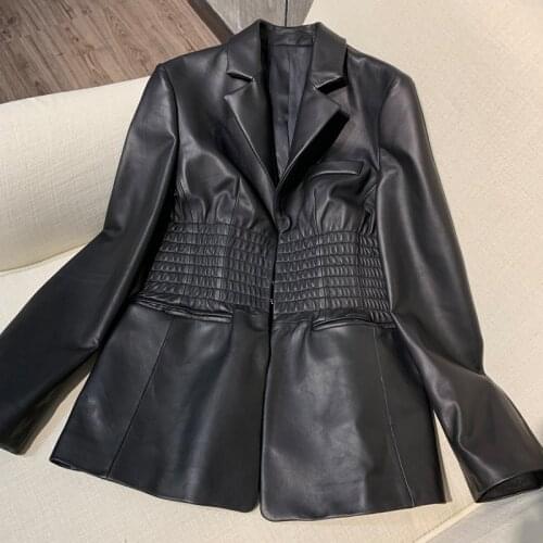 Sheepskin ladies genuine women blazer real lamb leather jacket