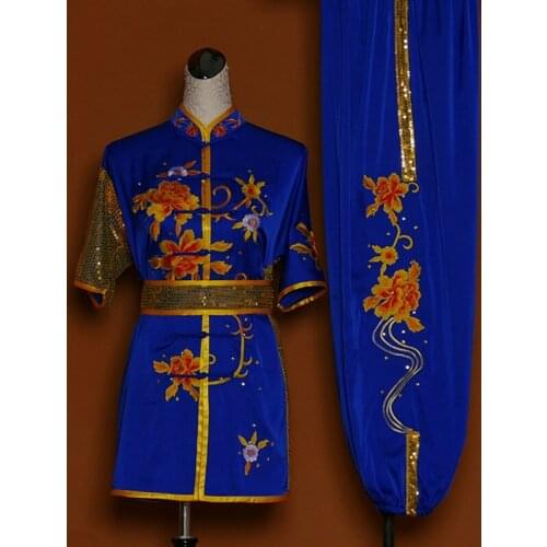 Wushu Clothing Uniform Wushu Costume Kung Fu Uniform Clothes Performance Costumes Sequin Chinese Warrior Costume Exercise TA2043
