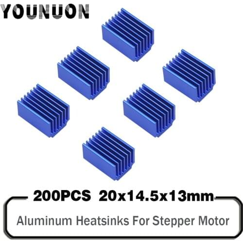 200PCS 3D Printer Heatsinks 20X14.5X13MM Heatsinks Blue Stepper Motor Driver Module Heat sinks