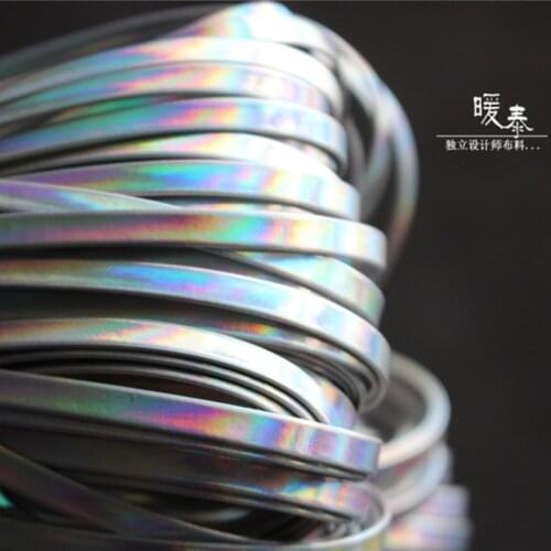 0.48mm Rainbow Reflective PU leather Accessorie DIY Patchwork Clothing Belt Hat Jewelry Handmade Designer Fabric