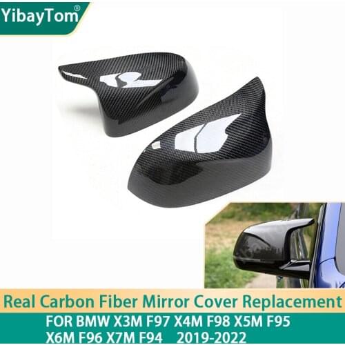 Genuine Real Carbon Fiber Side rearview Mirror cover caps Replacement For BMW X3M F97 X4M F98 X5M F95 X6M F96 X7M F94 2019-2022