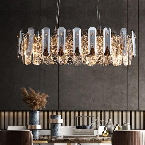 Dining Room Modern Luxury E14 Led Pendant Lights Lustre Oval Gold Metal Suspend Lamp Hanging Lights Droplight Lighting Fixtures