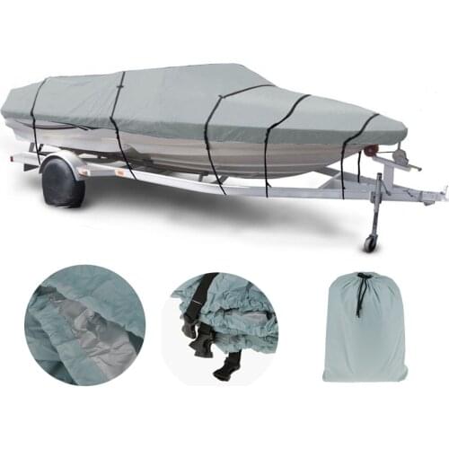 Heavy Duty 11-13FT Waterproof UV Sun Protection Trailerable Speedboat Fishing Ski Boat Cover Storage Light Blue