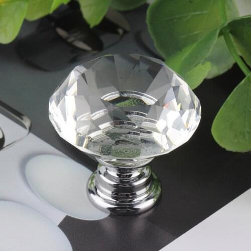 Light Weight 30mm Diamond Crystal Glass Alloy Door Drawer Manual Handle Bar Cabinet Wardrobe Pull Handle Knobs