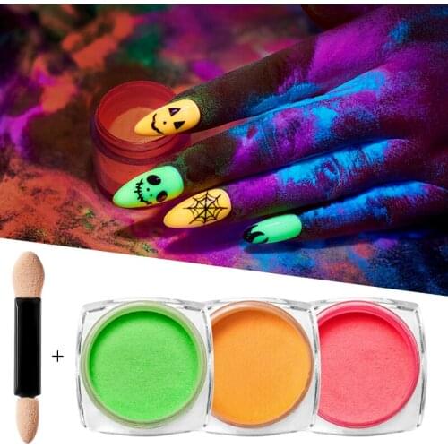 Luminous Nail Glitter Powder Pigment Fluorescent Powders Set Glitter Shinning Tips Nail Art Decorations Manicure Accessories