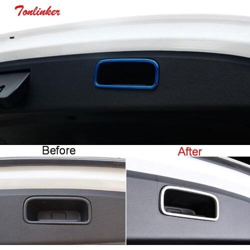 Tonlinker Interior Tailgate handle Cover sticker For Geely SX11 Coolray 2018-20 Car styling 1 Pcs Stainless steel Cover Sticker