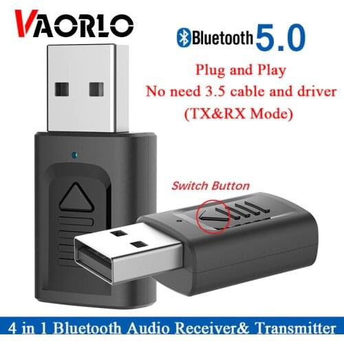 USB Bluetooth 5.0 Adapter 4 in 1 3.5mm AUX BT USB Bluetooth Audio Receiver Transmiitter Wireless Stereo DongleFor Car TV Speaker